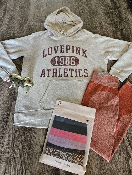 PINK Victoria's Secret Tops - NWT NWOT VS Pink Bundle-Sweatshirt, Leggings, Panty Pack/Dog All LARGE Ret $139